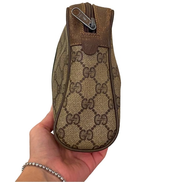 Vintage signature canvas toiletry bag pouch clutch 60s 70s red green stripe - Picture 13 of 16